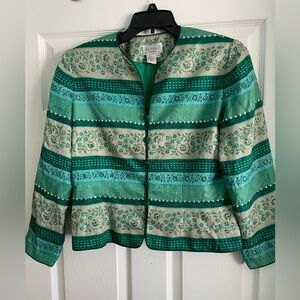Vintage Papell Petite Evening Sequined Silk Crop Jacket 12P